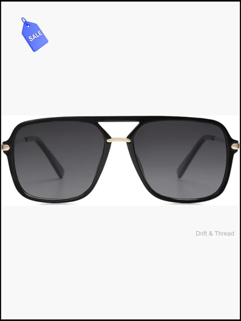 Polarized Square Aviator Sunglasses UV400 Unisex Retro Double Bar